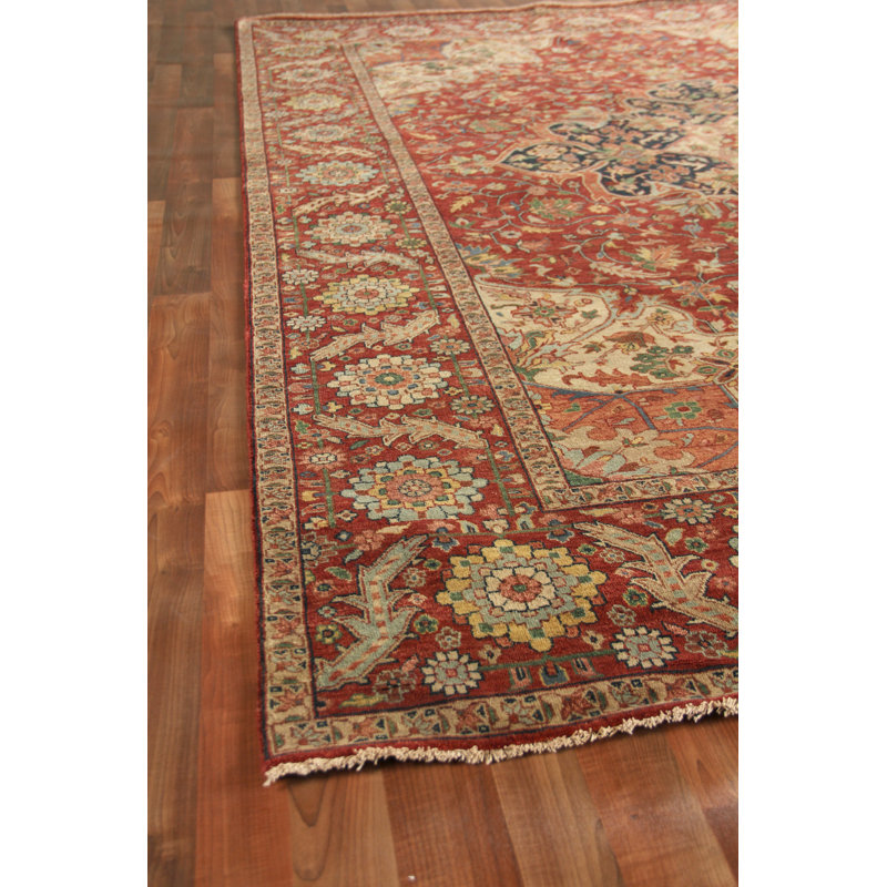 Exquisite Rugs Fine Serapi Oriental HandKnotted Wool Dark Red Area Rug